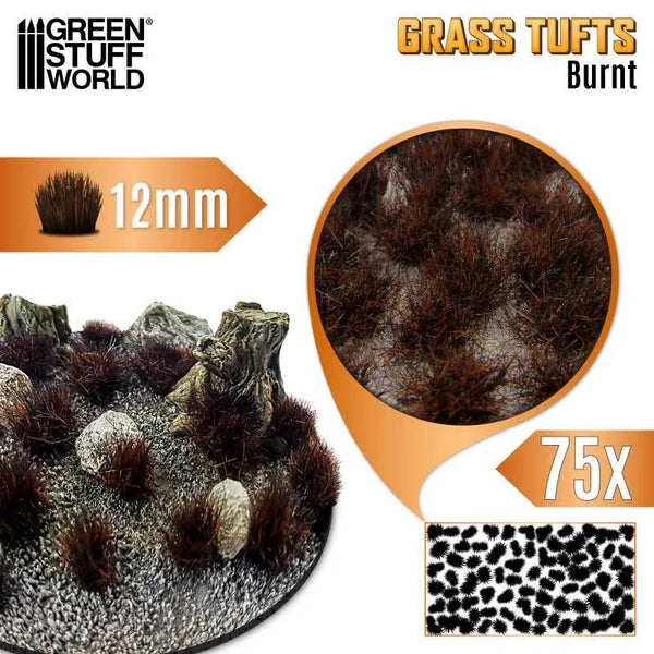 Grasbüschel - 12 mm selbstklebend - 75 Stück - Gebrannte Farbe 12944