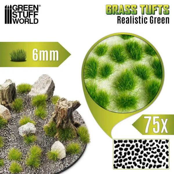 Grasbüschel - 6 mm selbstklebend - 75 Stück - Realistisches Grün 10669