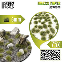 Grass TUFTS - 6mm self-adhesive - DRY GREEN 10670
