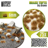 Grass TUFTS - 6mm self-adhesive - 75x DRY BROWN 10672