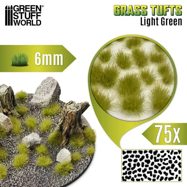 Grass TUFTS - 6mm self-adhesive -75x Light Green 10674