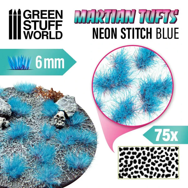 Martian Fluor Tufts 6mm - NEON STITCH BLUE 10683