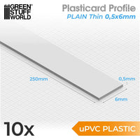Green Stuff World uPVC Plasticard - Thin 0.50mm x 6mm  10837