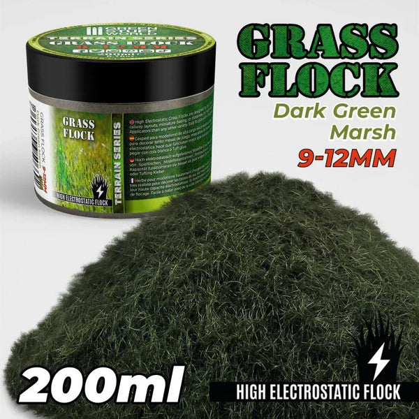 Static Grass Flock 9-12mm - DARK GREEN MARSH - 200 ml 11169