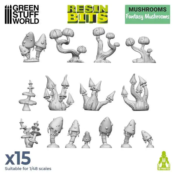 Fantasy Mushrooms 15x - 3D Printed Set 11622