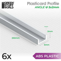 Green Stuff World ABS Plasticard U-profile - 5x2.5mm 12279