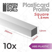 ABS Plasticard - Profile SQUARED ROD 1.5mm 12308