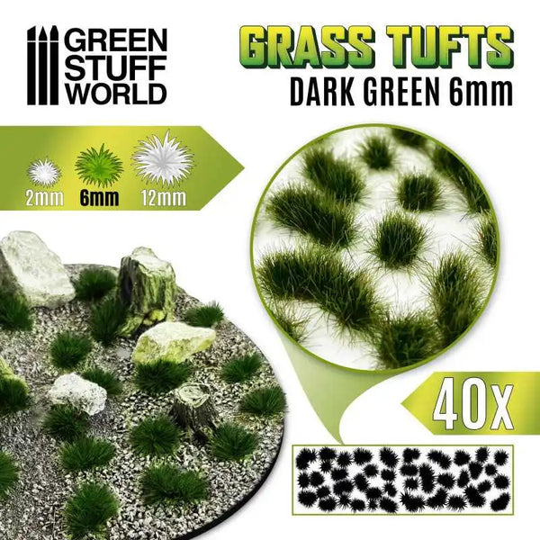 Grass TUFTS - 6mm self-adhesive - DARK GREEN 1244