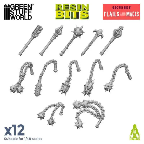 3D-gedrucktes Set – Flegel und Streitkolben 12x 12793