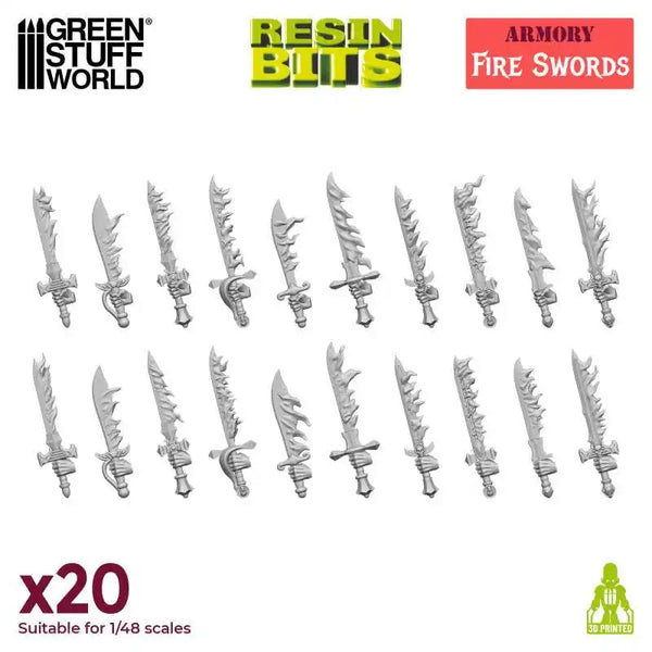 3D printed set - Fire Swords 20x 12888