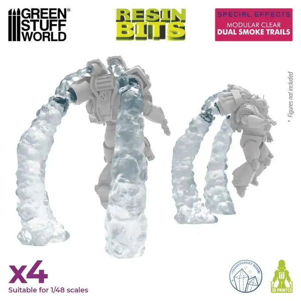 3D printed set - Modular Clear Dual Smoke Trails for Jump Packs 12915