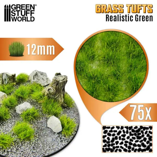 Grasbüschel - 12 mm selbstklebend - 75 Stück - Realistisches Grün 12939