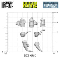 3D printed set - Beer Mugs and Horns 12970