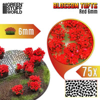 Blossom TUFTS - 6mm self-adhesive 75x- RED Flowers 13002