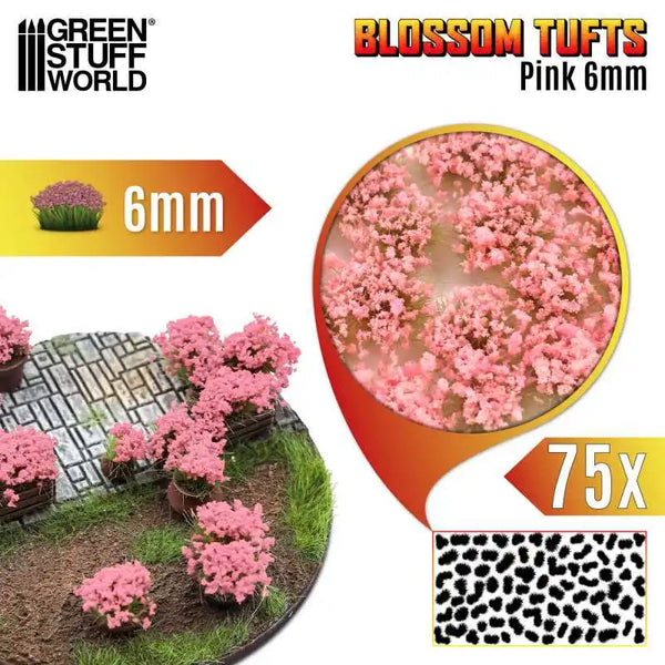 Blossom TUFTS - 6mm self-adhesive 75x- Pink Flowers 13006