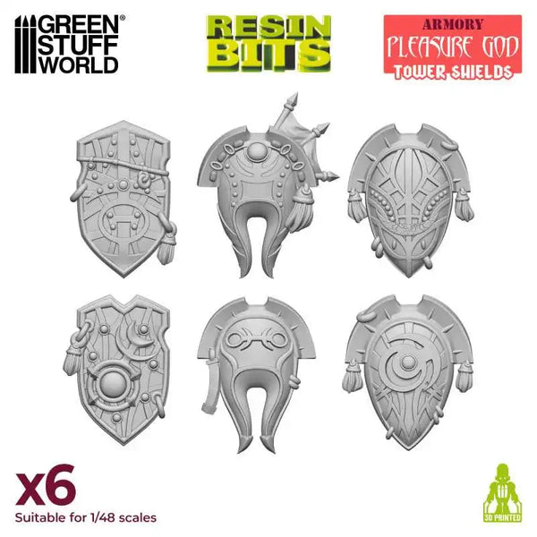 3D printed set - Pleasure God Tower Shields 6x 13188