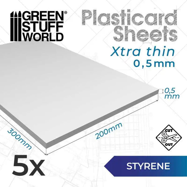 Plasticard A4 Styrene sheets 0.5 mm Pack x5-13223