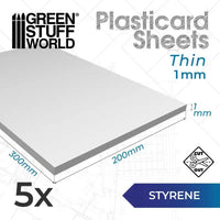 Styrene sheets 1 mm Pack x5 13224