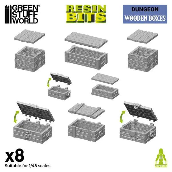 Wooden boxes set Resin 8x 1461