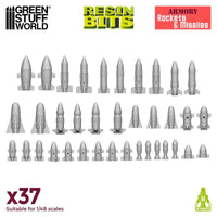 37x Resin Rockets and Missiles - Rakketten en Missiles 1693