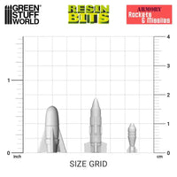 37x Resin Rockets and Missiles - Rakketten en Missiles 1693