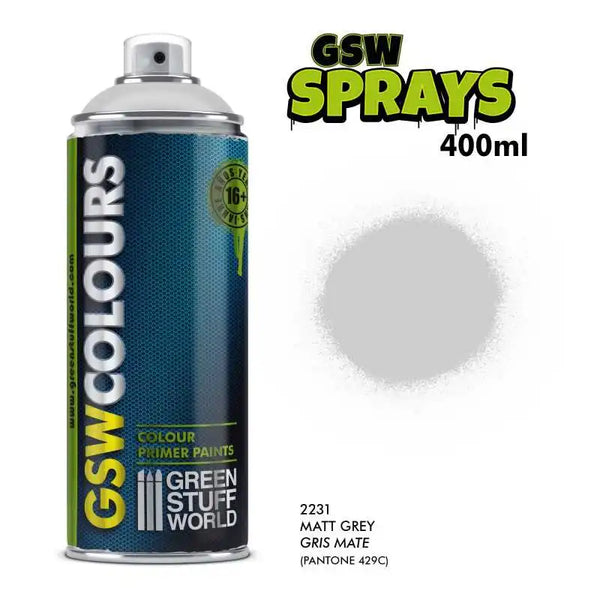 GSW SPRAY Primer Colour Matt Grey Spray Paint 400ml 2231