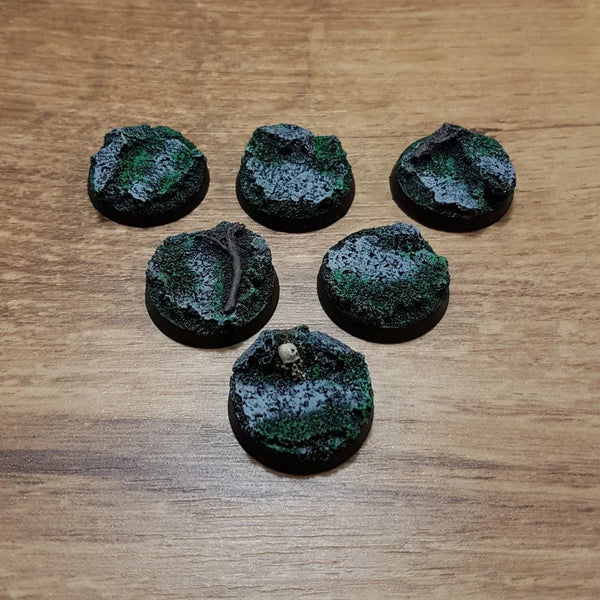 Rock 25mm Round Bases 6 pieces New