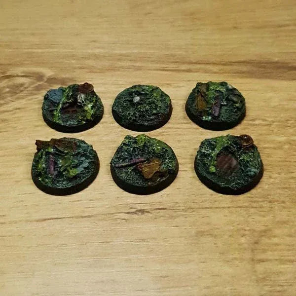 Nurgle-Bases, 25 mm runde Bases, 6 Stück