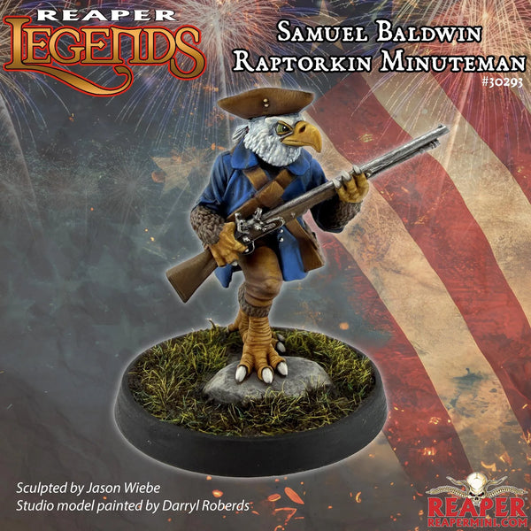 Reaper Miniatures Samuel Baldwin, Raptorkin Minuteman 30293