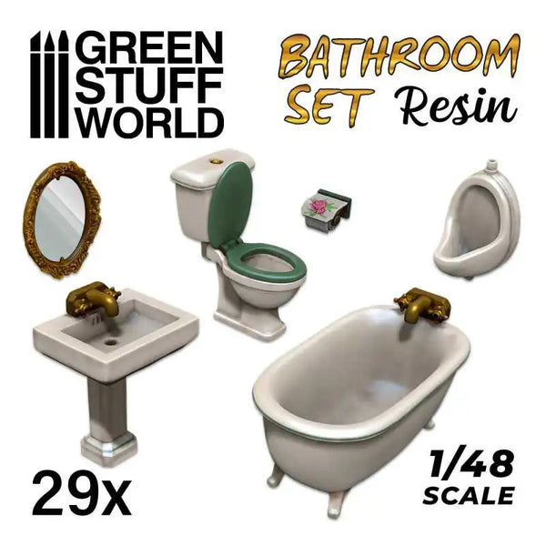 13x Resin Set Toilet and WC - Bathroom set 3057