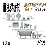 13-teiliges Set aus Toilette und WC aus Kunstharz – Badezimmer-Set 3057