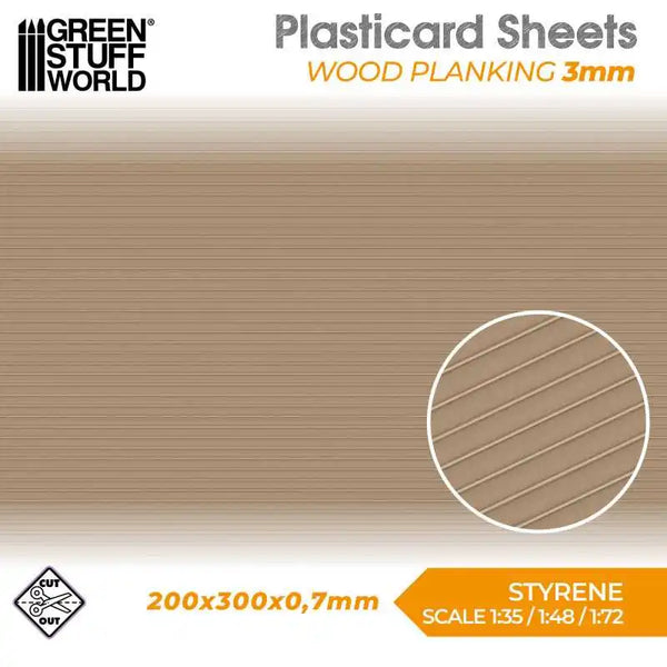 Plasticard Getextureerde plaat met houten planken 5063