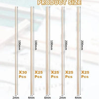 Balsa Hout 130 stuks 2,4,6 mm 2 lengtes