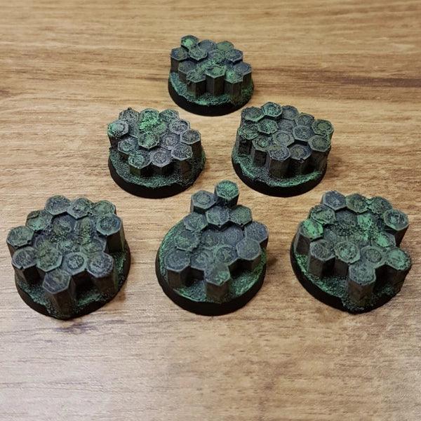 Basalt Rock 25mm Round Bases 6 pieces